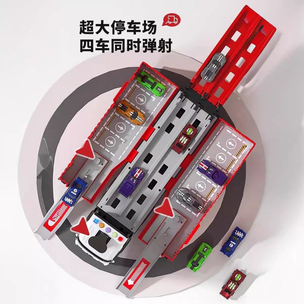 Kids' transforming ejection truck track car engineering storage container car truck boy's toy cross-border wholesale