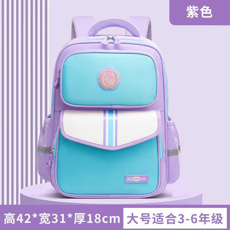 New arrival primary school students british style 1-6 grade stress relief spine protection lightweight large capacity school bag kids color matching backpack