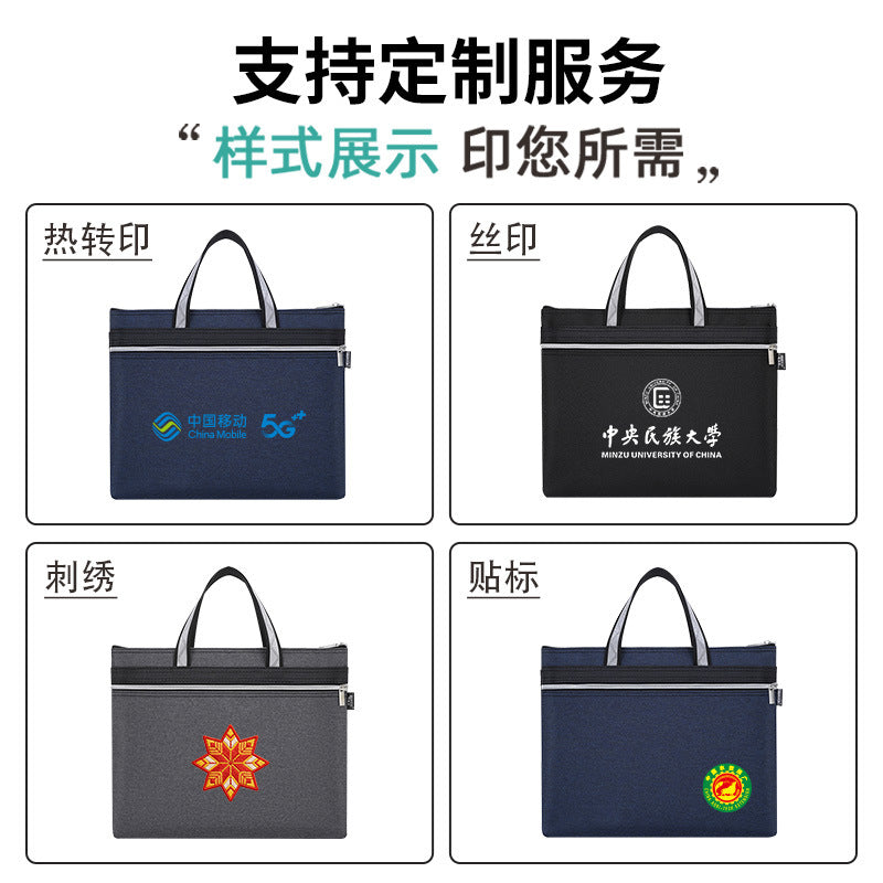 Document bag tote office oxford canvas briefcase large capacity waterproof file bag a4 file folder customizable