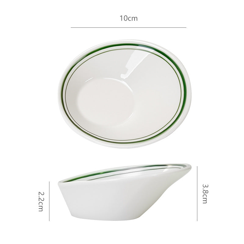 Minimalist green ceramic snack & dessert plate - restaurant, home, condiment dish, hotel hot pot dipping dish, soy sauce dish