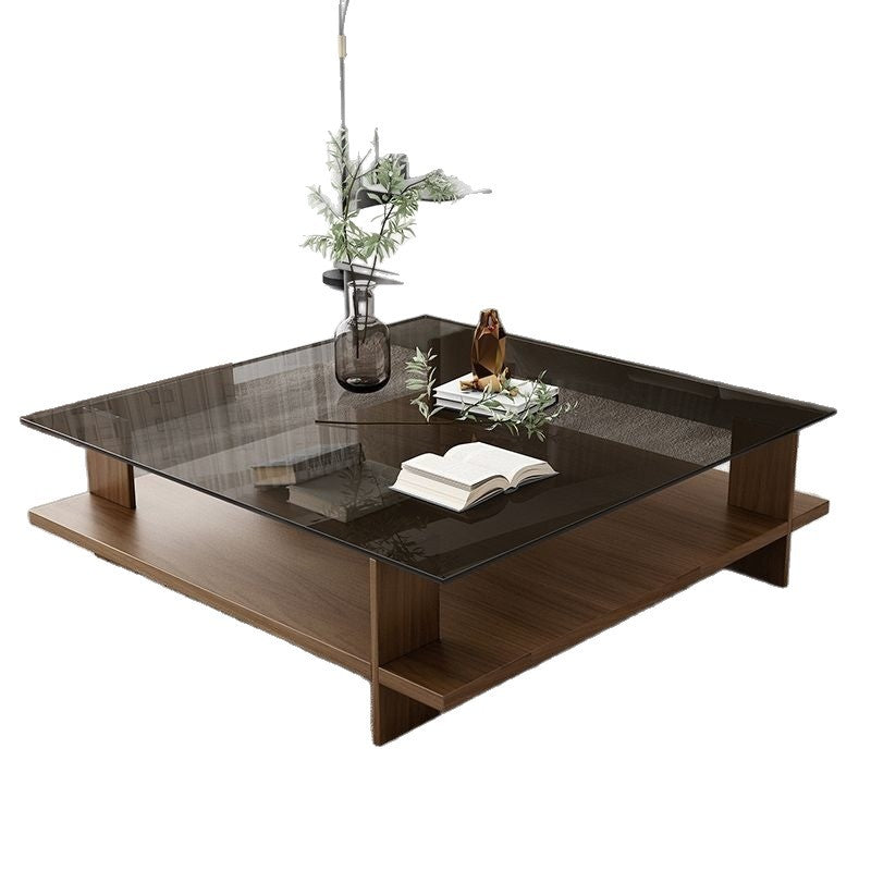 Tempered glass coffee table - small apartment living room, modern minimalist home & office, square tea table, trendy instagram style