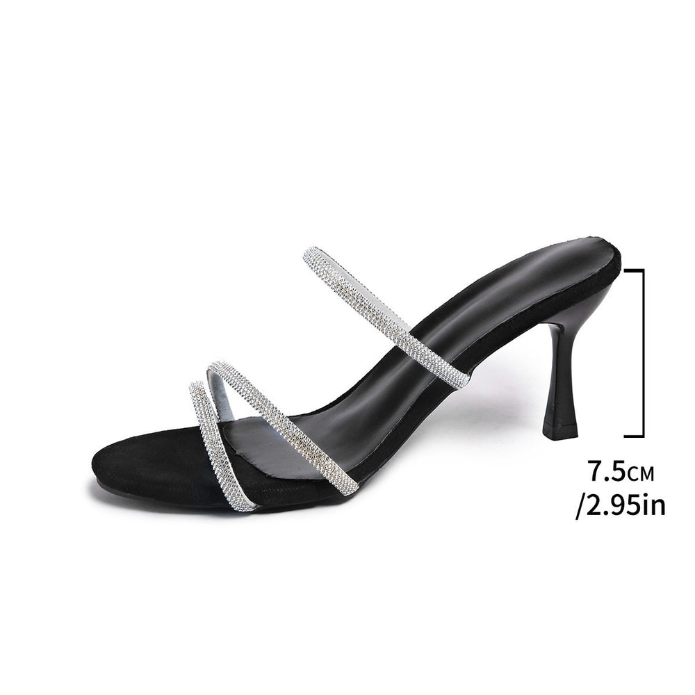 Fashion rhinestone stiletto sandals for women, multi-open toe high-heeled slippers, suede elegant banquet shoes, exclusively for cross-border supply