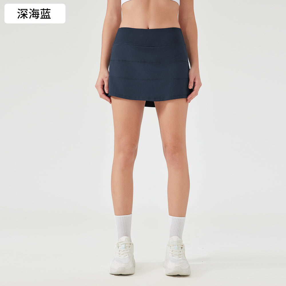 Women's active skirt - quick-dry, breathable tennis skirt with back pockets, faux two-piece design, anti-exposure yoga & fitness mini skirt d25014