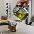Yanxie teapot solid wood handle tea water separation cup tea separation pot heat-resistant glass tea set suitfor home teapot