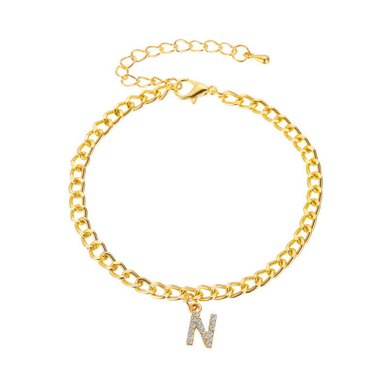 fashion anklet casualeasiest for match shiny diamond big english letter anklet fashiontrendy anklet