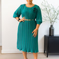 D614 women's foreign trade dress  short sleeve square neck solid color high waist ruffle hem bodycon pencil skirt african dress