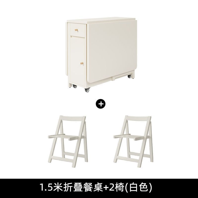 Cream style folding tablefor homefoldablemovable dining table and chair simple multifunctional table dining table and chair combination