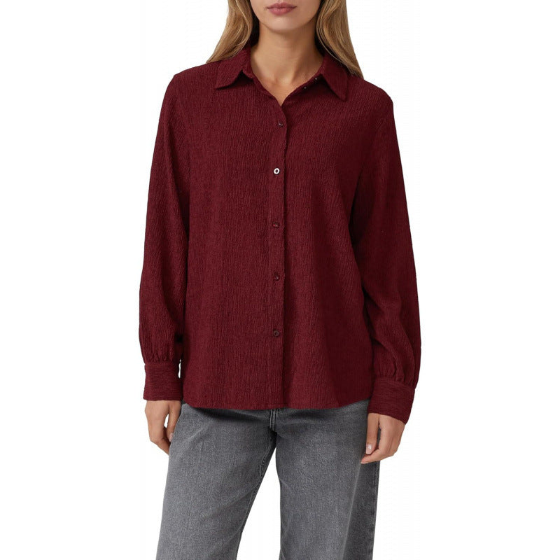 fashionpolo collar long sleevesshirt women's  spring new arrivalfashionelegant formal tops