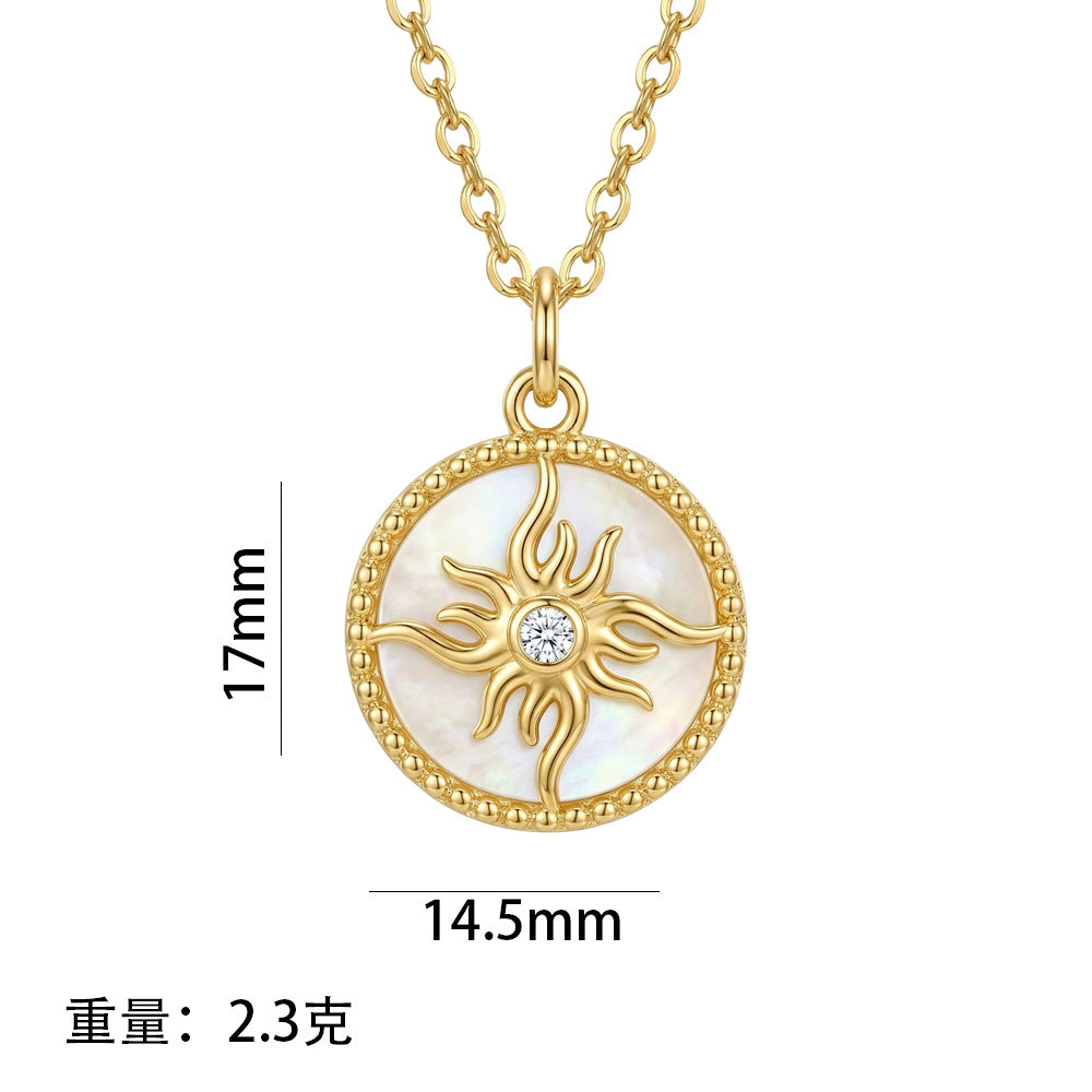 popular copper inlaid zirconium white shell geometric necklace for women accessible luxuryniche stylefashioneasiest for match non-fading clavicle chain jewelry