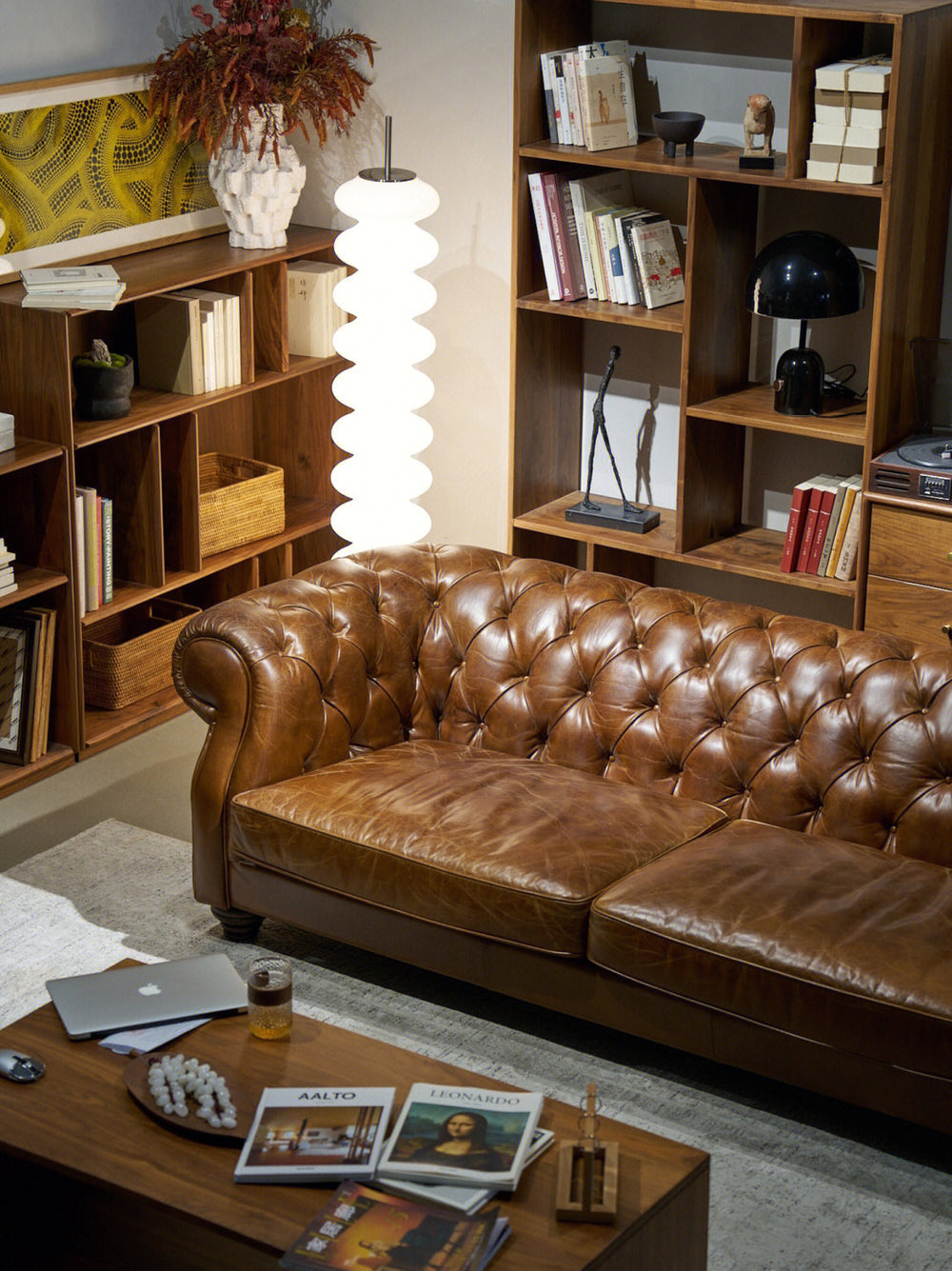 American classic retro genuine leather sofa - perfect for living rooms, small to large apartments, cigar rooms, private wine cellars, wineries, and mid-century modern styles