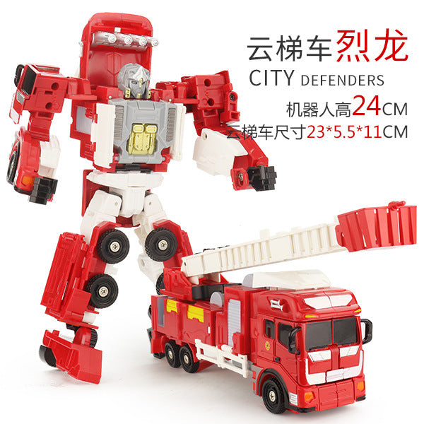 Kids' alloy transforming robot fire truck series: autobots, helicopters, police cars, and motorcycle model toys