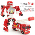 Kids' alloy transforming robot fire truck series: autobots, helicopters, police cars, and motorcycle model toys