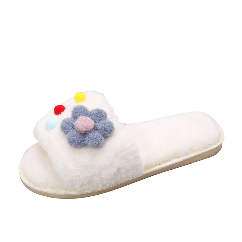 2024 fall/winter new arrivals: minimalist floral plush slippers for women - trendy, flat, and perfect for wearing out. wholesale available
