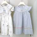 【summer clearance with free shipping】 summer girls' clothing: heavily embroidered flutter sleeve dress for baby girls, cotton fabric