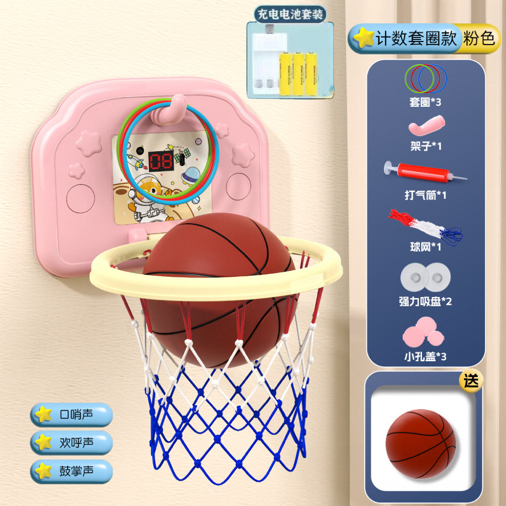 Kids' hanging basketball hoop - indoor/outdoor, no drilling required, foldable, with scoring system and rings - perfect for kindergarten basketball games and toys