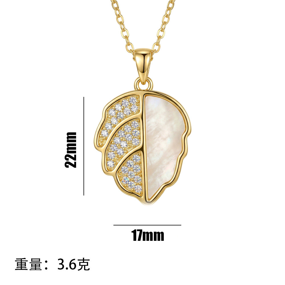 easiest for matchstylishbest selling micro-embedded white shell leaf necklace for women, simple fashionelegantpopular clavicle chain jewelry