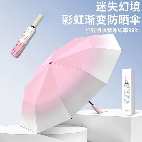 Gradual change of color, fresh automatic 20-bone thickened vinyl sunscreen, sunshade and UV protection, advanced sense of weather and rain umbrella