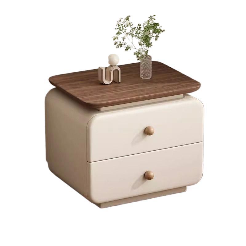 Installation-free cream small bedside table casualfor home modern new arrival bedroom leather storage bedside table