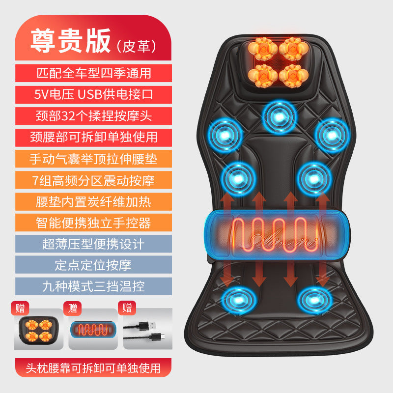 Car & home neck massager - multifunctional heated vibration neck and back massage cushion for car seats