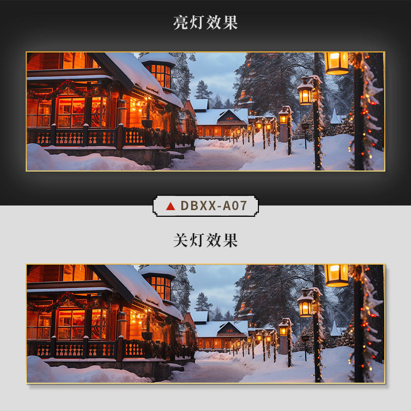 Farmyard Northeast Snow Scene Decorative Painting Rural Folk Scenery Wall Painting Iron Pot Stew Restaurant Light Box Hotel Hanging Painting