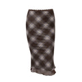 European and american women's clothing  summer new retro plaid asymmetrical neck mesh panel top and slim-fit midi skirt set