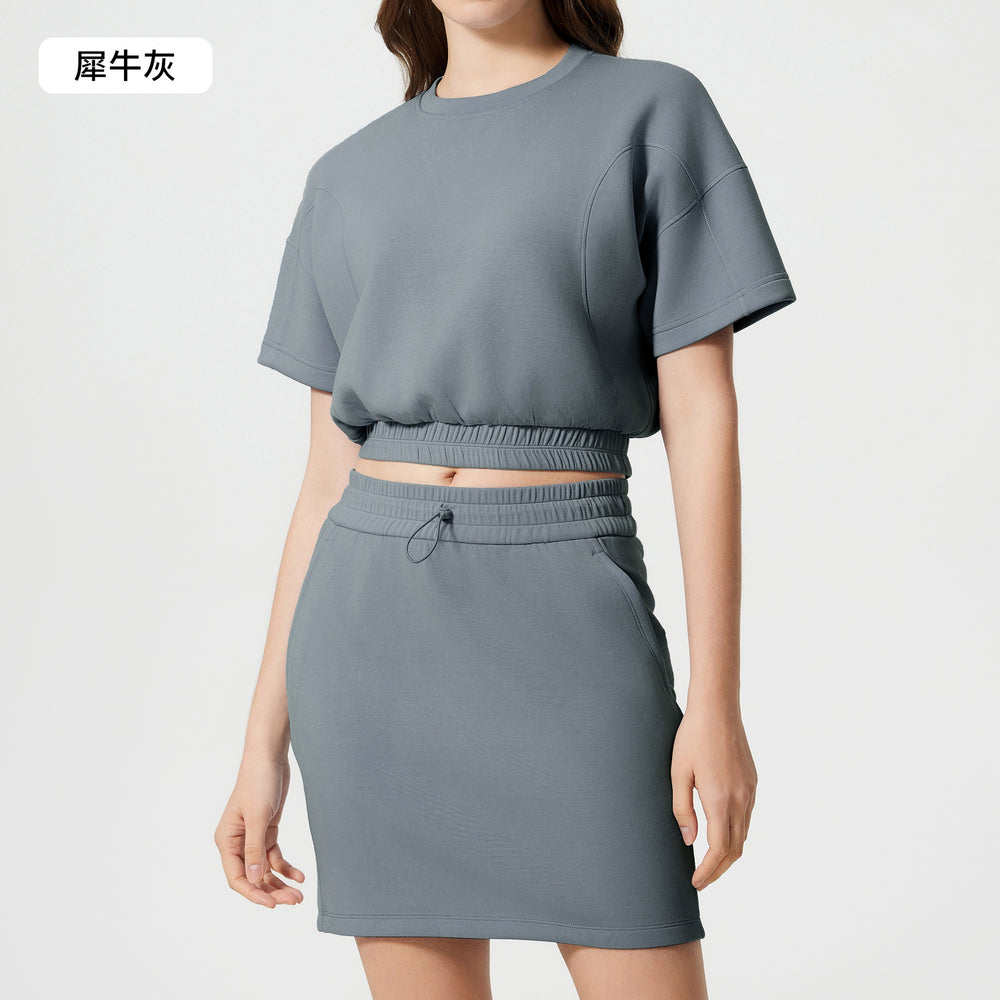 Women's summer casual activewear set: cloud-like air layer, loose fit, slimming, solid color, fashionable fitness yoga two-piece outfit