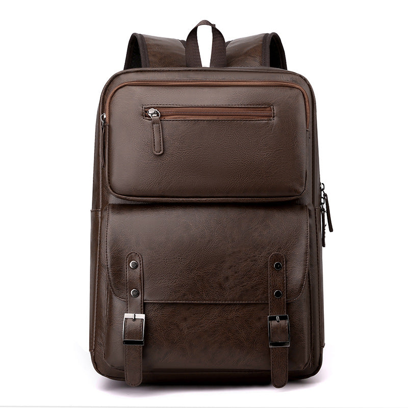 Cross-border backpack Men's casual backpack Business travel laptop bag PU large-capacity travel backpack