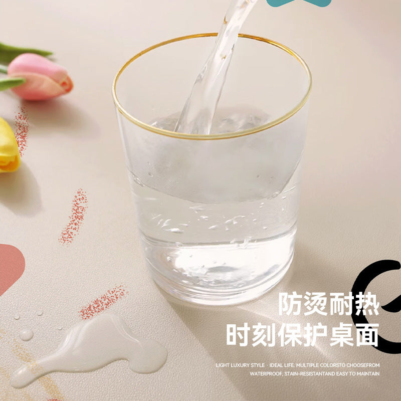 Environmentally friendly cartoon tablecloth waterproof and oil-proof coffee table mat silicone leave-in anti-ironing tablecloth living room protection dining table mat