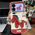 Tiktok viral embroidered pony design phone case - apple 17 pro compatible, new year edition, autumn/winter leather, huawei p70 protective cover
