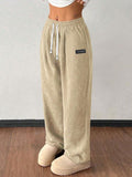 autumn/winter new arrival: women's relaxed fit drawstring solid color pocket casual pants - perfect for cross-border e-commerce on  (us & europe)