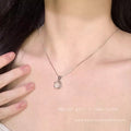 Cat's eye circle pendant necklace-x913 silver