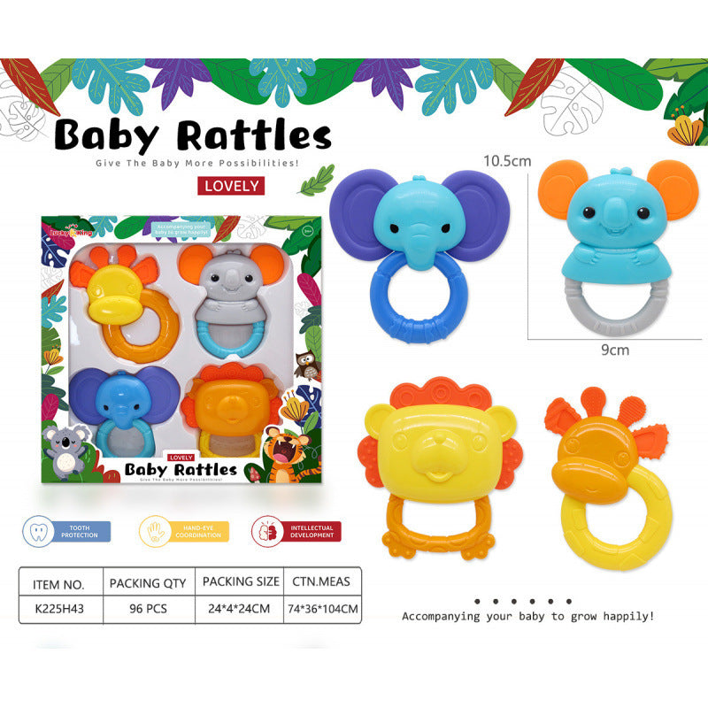 Cross-border export baby toys 0-1 years old gift box rattle set newborn baby soothing hand crank grip puzzle