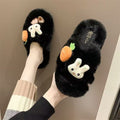 New arrival rabbit fur slippers outwear cute plaidheattechbest sellingwinter cotton slippers crossfashioneasiest for match
