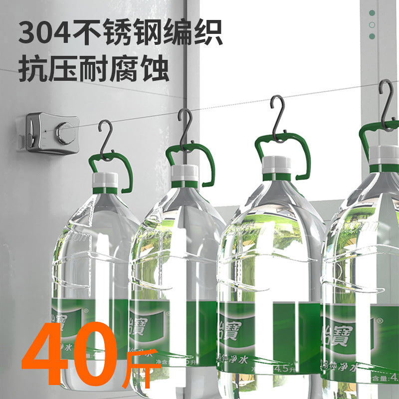 Invisible clothesline, handy gadget rope, indoor punch-free bathroom telescopic balcony steel wire shrink rope rack