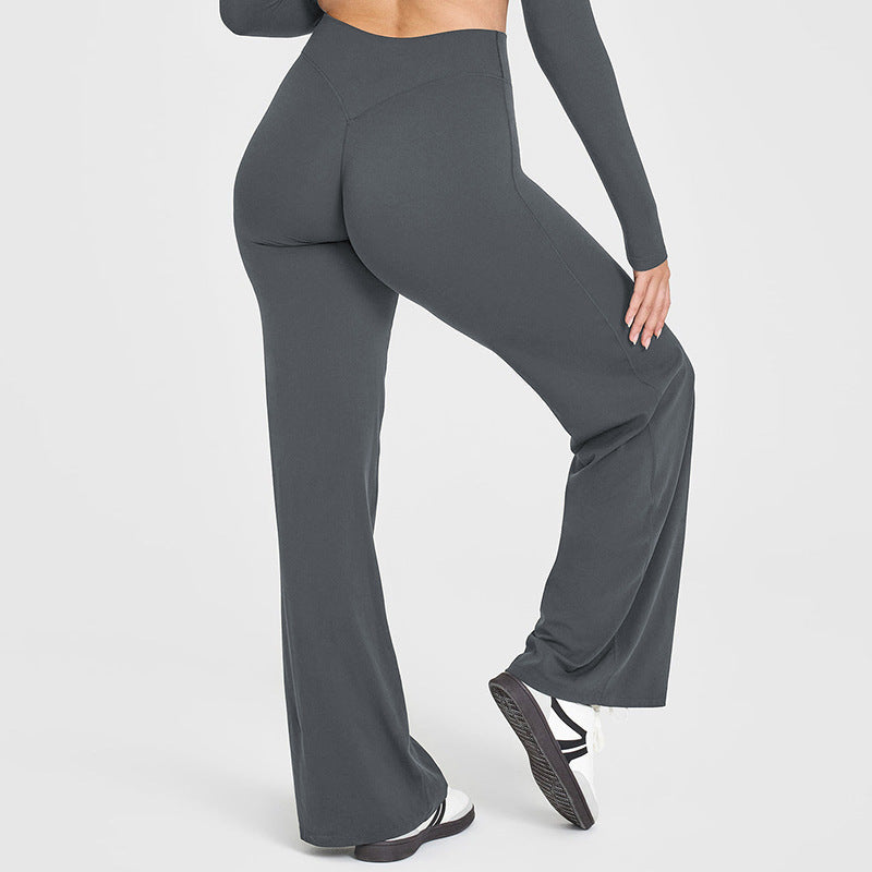 best selling straight-leg pants nude brushed sports casual yoga pants peach butt high waist large stretch fitness pants