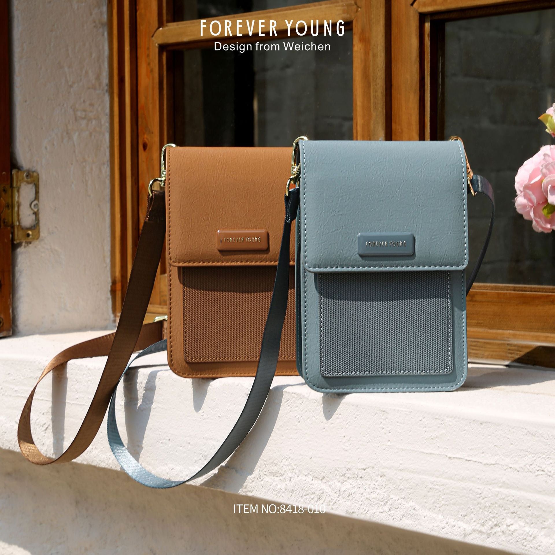 Forever young vertical mobile phone bag female Korean version printed shoulder messenger bag bag large capacity