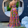 C8465   summer new arrival long dress - spaghetti strap, printed, sexy & fashionable, flowy maxi dress - european & american style