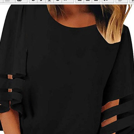 fashionplus size mesh patchwork women's v neck mesh bell sleeve loosetopsin stock