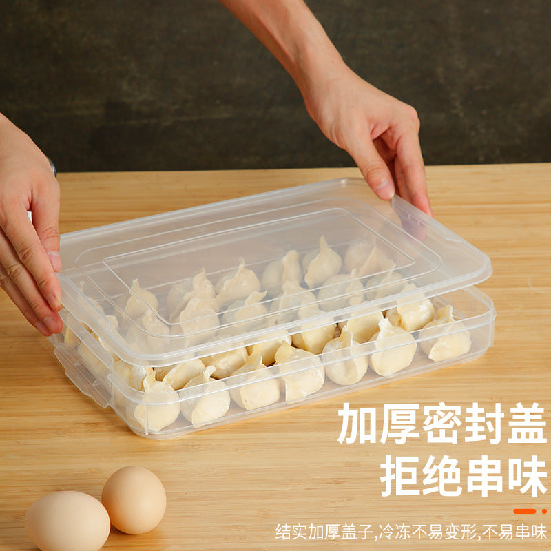 Dumpling box, freezer box, special food grade for refrigerator, household kitchen tray, quick-frozen wonton fresh-keeping storage box with lid
