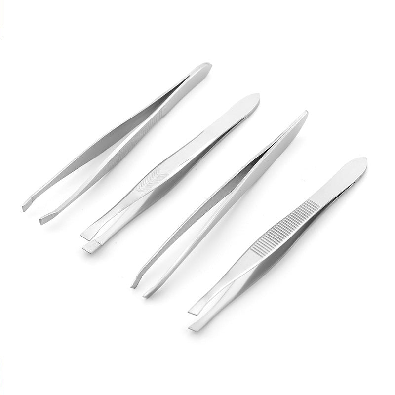 Manufacturer supplies flat mouth oblique mouth stainless steel eyebrow clip high precision eyebrow plucking tweezers beauty eyebrow trimming tool spot