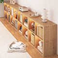 Checkered solid wood bookshelf floor-standing storage rack home living room organizer wall-mounted low cabinet bookcase