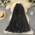 K-style polka dot pleated elegance skirt women's high waistslimming looka-line long skirtwork clothingeasiest for matchpatchworkelegant skirt