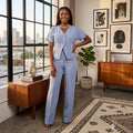European and american cross-border women's fashion:  summer new collection - chic v-neck solid color cropped top and casual pants set