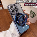 Suitable for apple 17promax light luxury rhinestone electroplated mobile phone case 15 glitter magnetic holder apple 16 protective cover