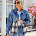 Fashion cross-border foreign trade women's clothing  independent station new washed denim stitching casual jacket outweartops