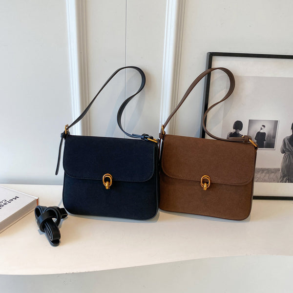 Niche underarm bag women's 2025 new shoulder messenger bag casual commuter bag solid color retro matte small square bag
