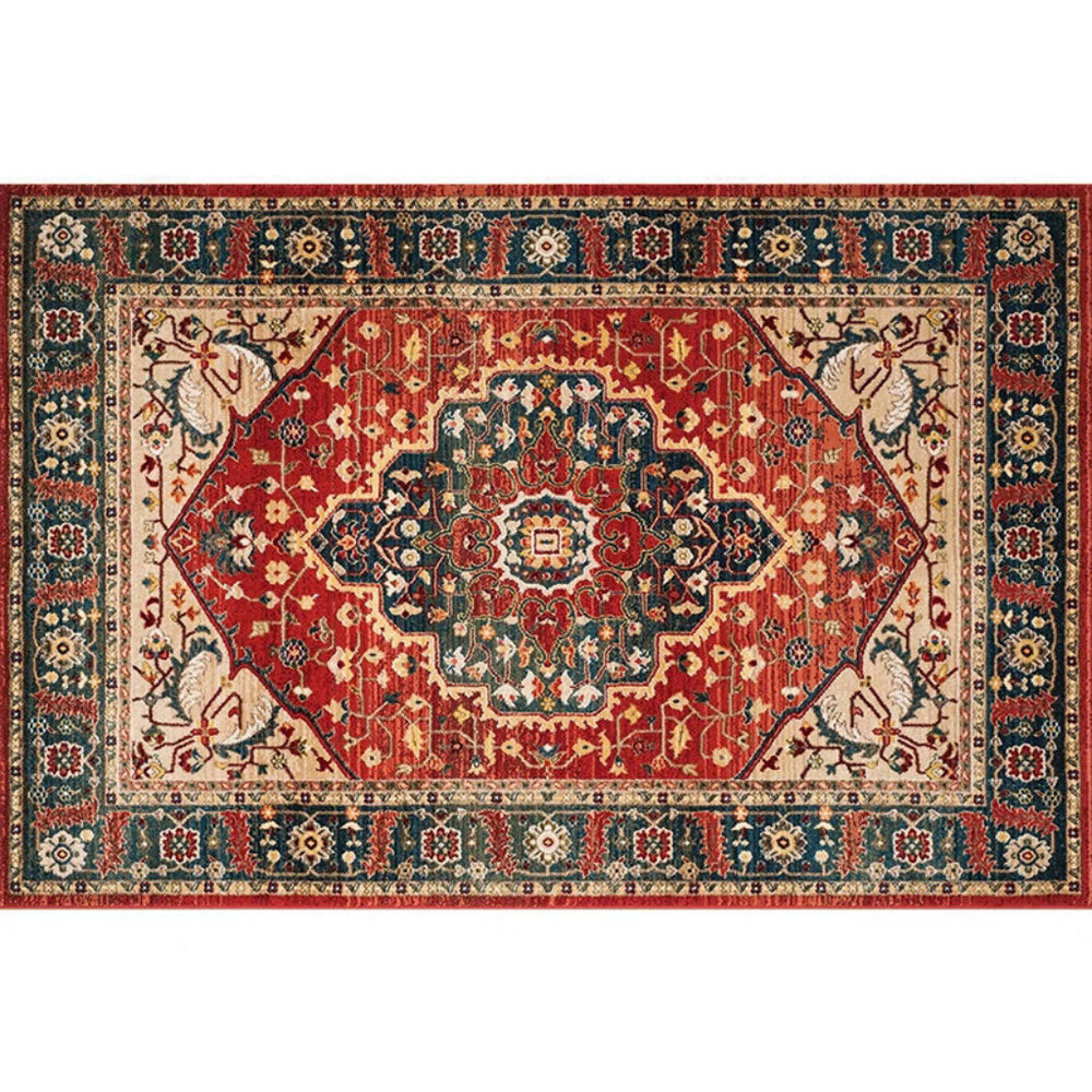 retro ethnic moroccan faux cashmere rug - durable, stain-resistant, perfect for living room coffee tables, bedroom bedside, and more