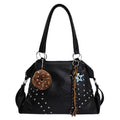 2025 new autumn/winter large capacity boston bag tote retro studded motorcycle style women's shoulder handbag