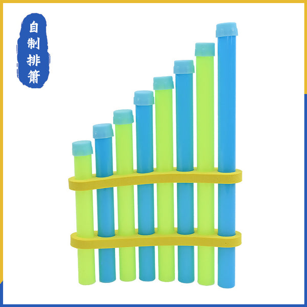 Homemade pan flute, simple musical instrument for primary school students, handmade DIY technology small production, educational science experiment teaching aids materials