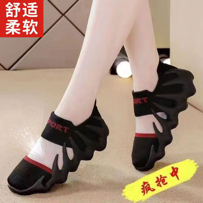 Octopus women's shoes soft bottom lightweight thin mesh cut out socks shoes thin fly woven breathable low anklecasual shoes for women